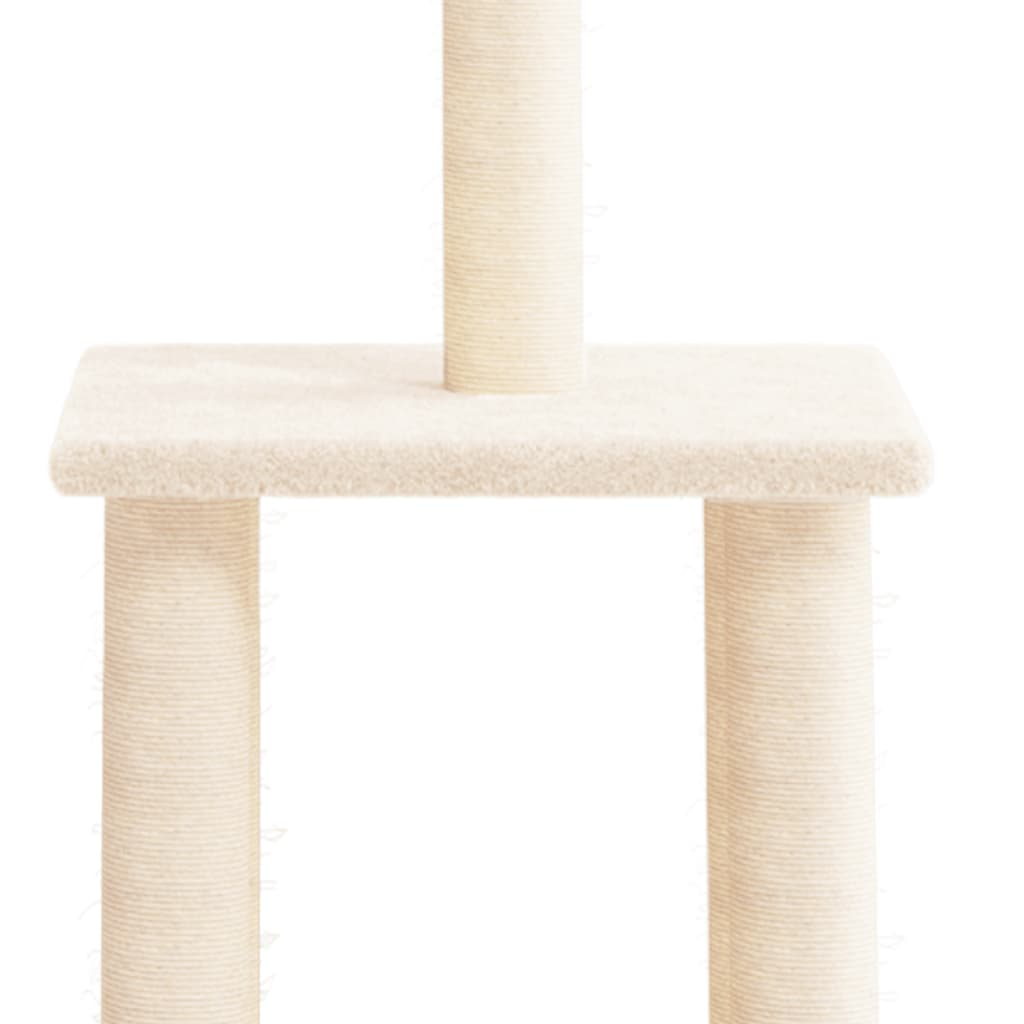 Glamorous Pups : vidaXL Cat Tree Cream Engineered wood, Plush, Sisal Medium Sturdy