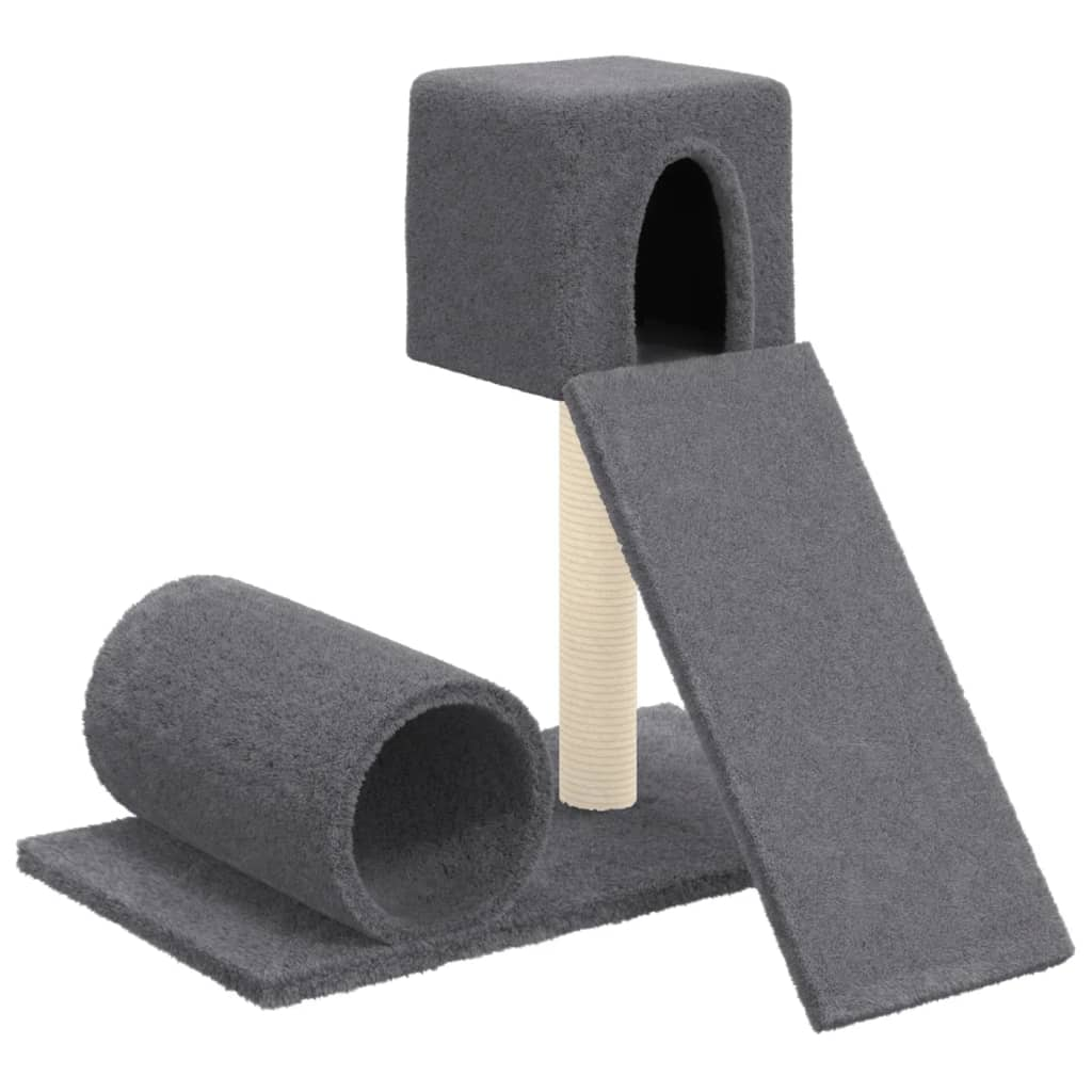 Glamorous Pups : vidaXL Cat Tree Dark Grey Engineered wood, plush, sisal Medium