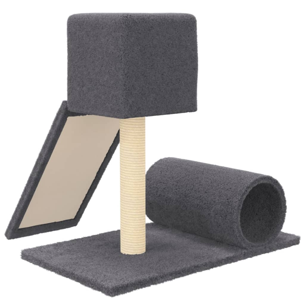 Glamorous Pups : vidaXL Cat Tree Dark Grey Engineered wood, plush, sisal Medium