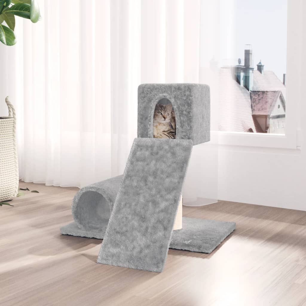 Glamorous Pups : vidaXL Cat Tree Light grey Engineered wood Medium Durable Cat Tree