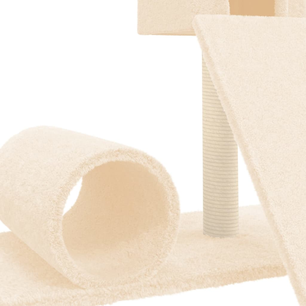 Glamorous Pups : vidaXL Cat Tree Cream Engineered wood, plush, sisal 23.2 in Modern