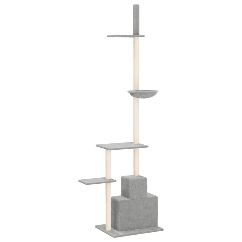 Glamorous Pups : vidaXL Cat Tree Light gray Engineered wood, Plush, Sisal Extra Tall