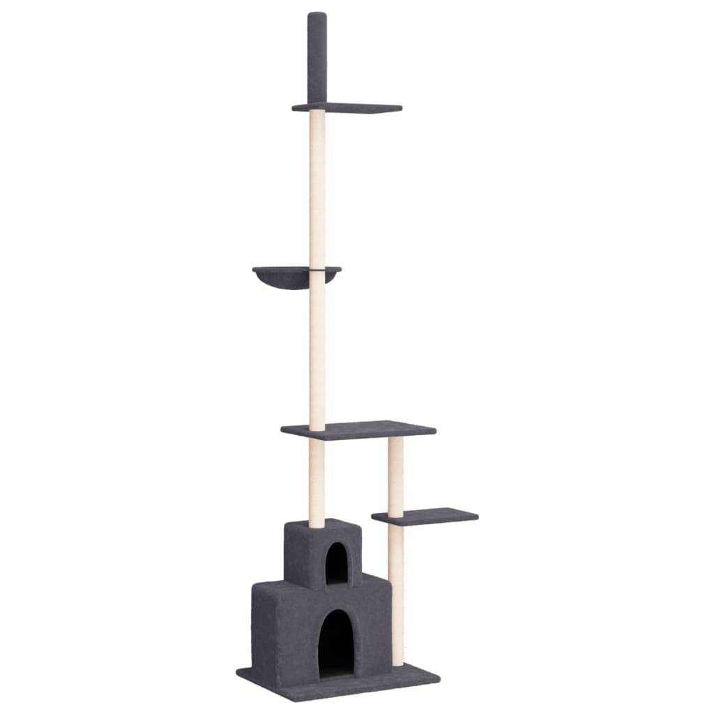 Glamorous Pups : vidaXL Cat Tree Dark grey Engineered wood, plush, sisal Extra Tall