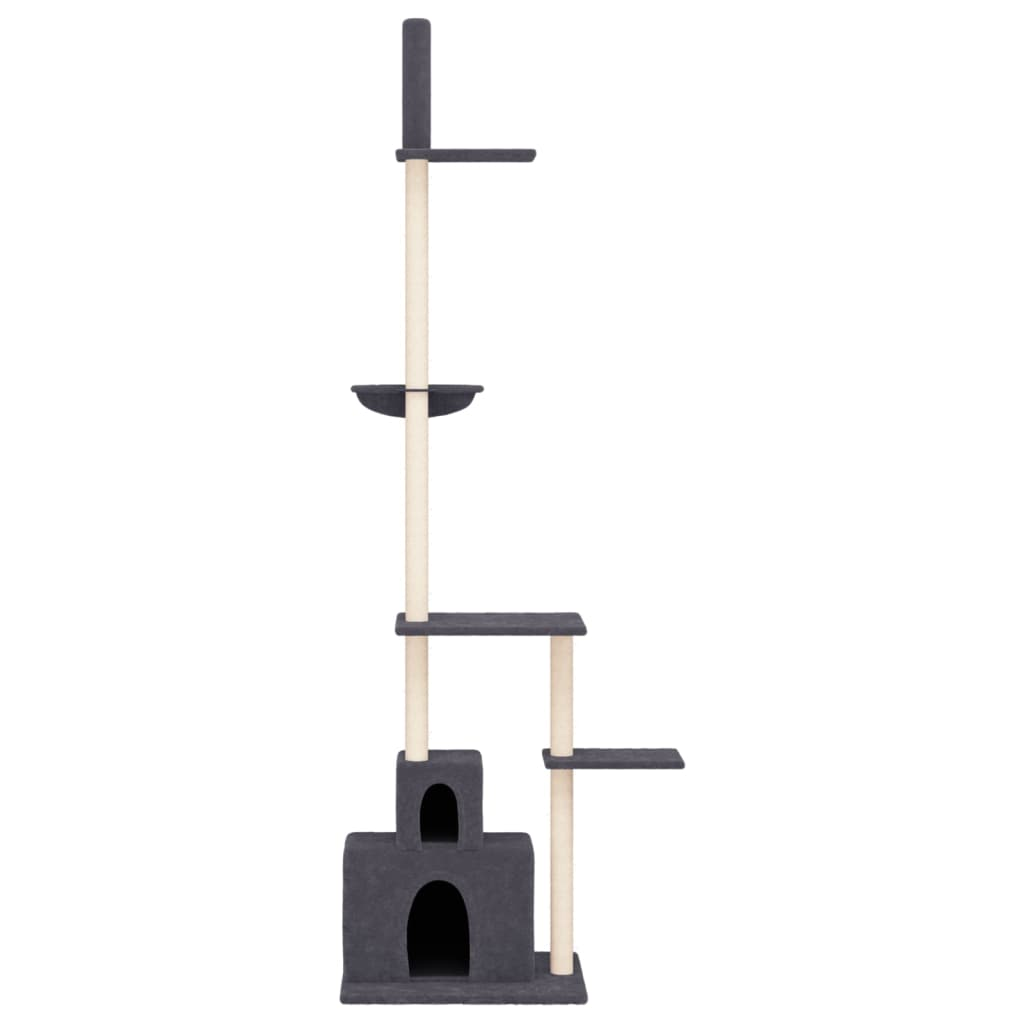 Glamorous Pups : vidaXL Cat Tree Dark grey Engineered wood, plush, sisal Extra Tall