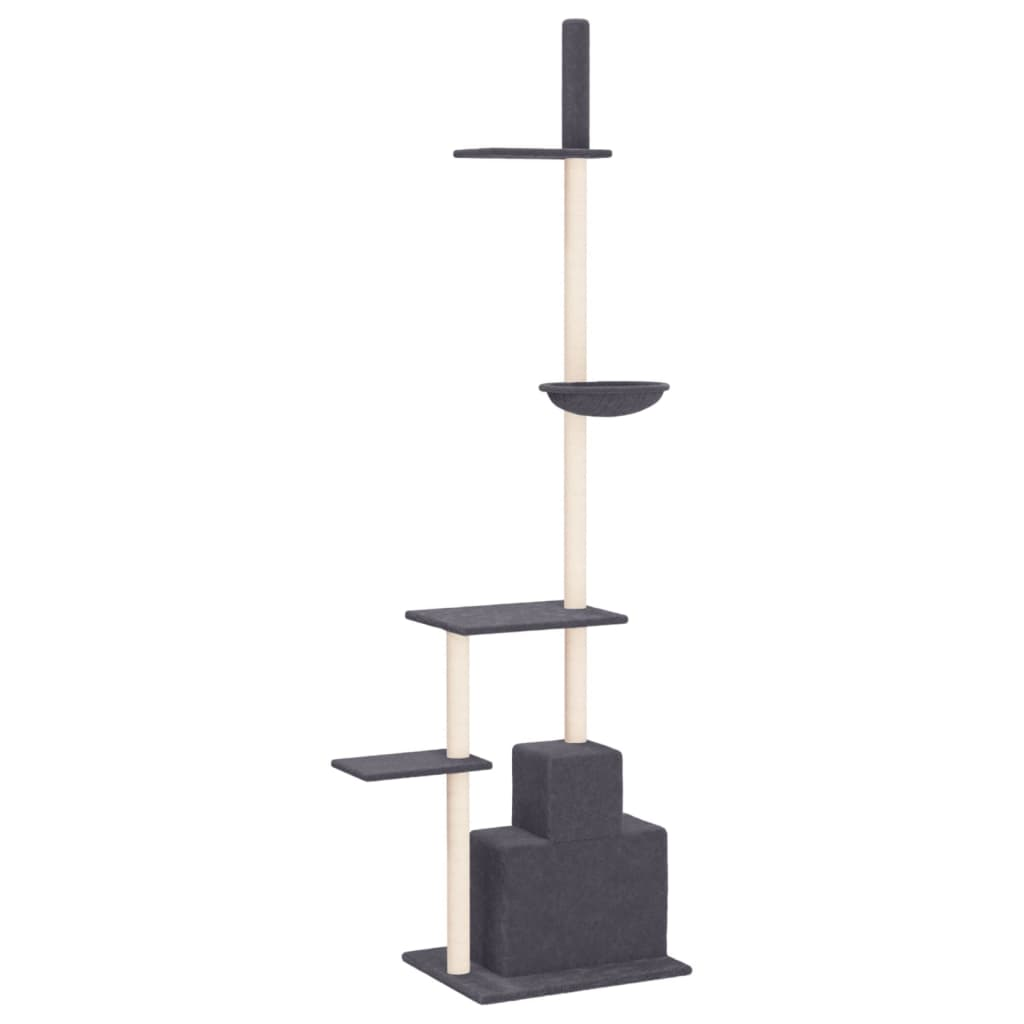 Glamorous Pups : vidaXL Cat Tree Dark grey Engineered wood, plush, sisal Extra Tall