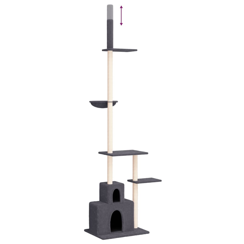 Glamorous Pups : vidaXL Cat Tree Dark grey Engineered wood, plush, sisal Extra Tall