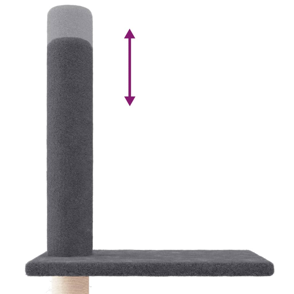 Glamorous Pups : vidaXL Cat Tree Dark grey Engineered wood, plush, sisal Extra Tall