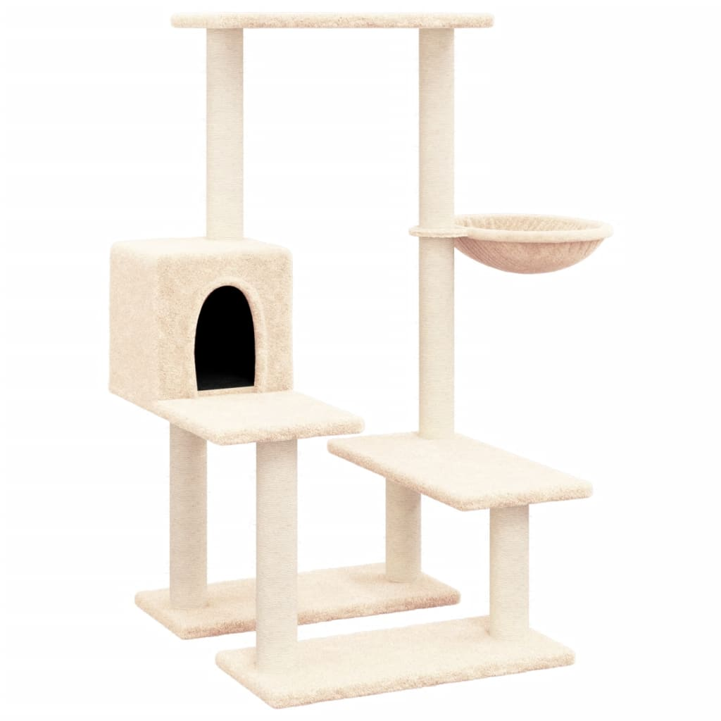 Glamorous Pups : vidaXL Cat Tree Cream Engineered wood, Plush, Sisal Large Modern