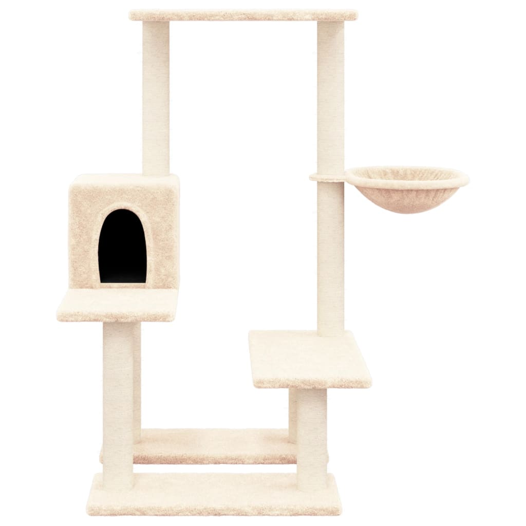 Glamorous Pups : vidaXL Cat Tree Cream Engineered wood, Plush, Sisal Large Modern