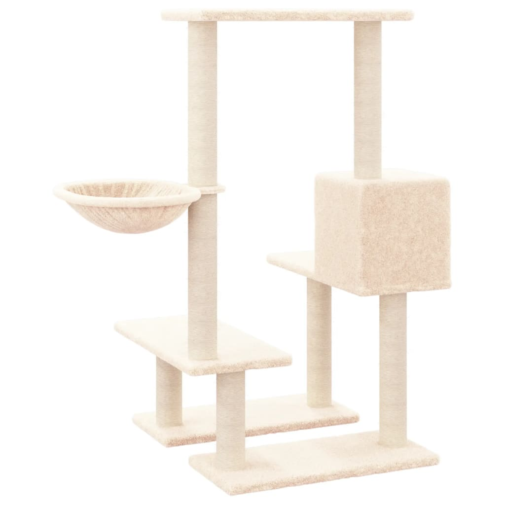 Glamorous Pups : vidaXL Cat Tree Cream Engineered wood, Plush, Sisal Large Modern