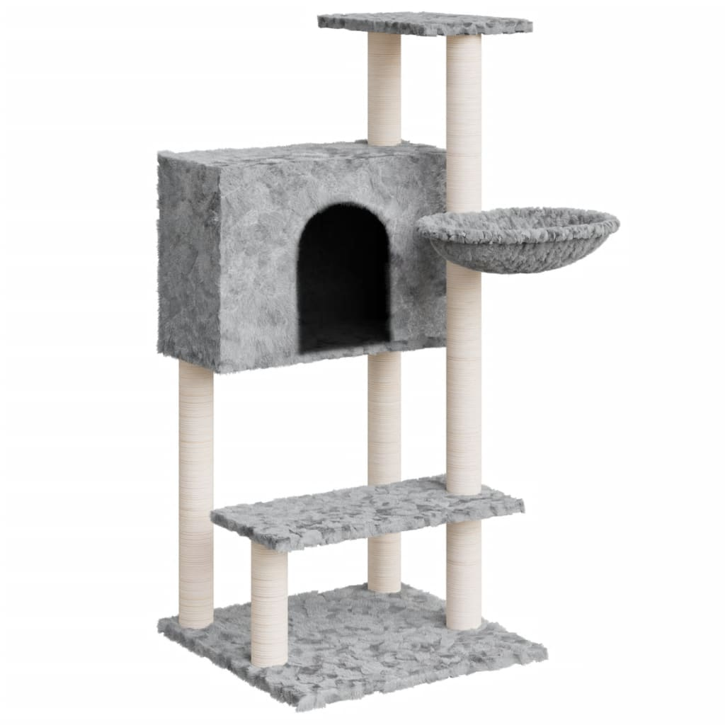 Glamorous Pups : vidaXL Cat Tree Light gray Engineered wood, plush, sisal Medium Durable