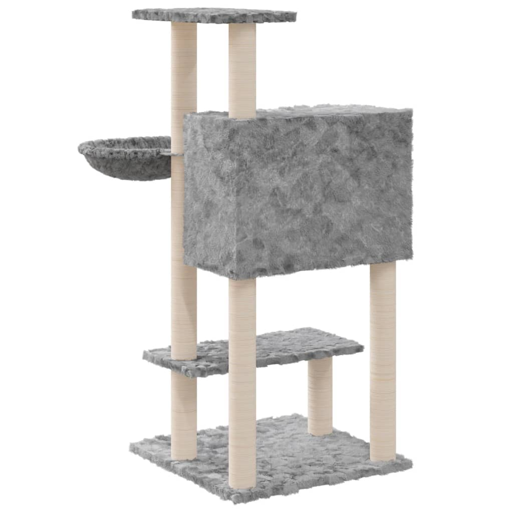 Glamorous Pups : vidaXL Cat Tree Light gray Engineered wood, plush, sisal Medium Durable