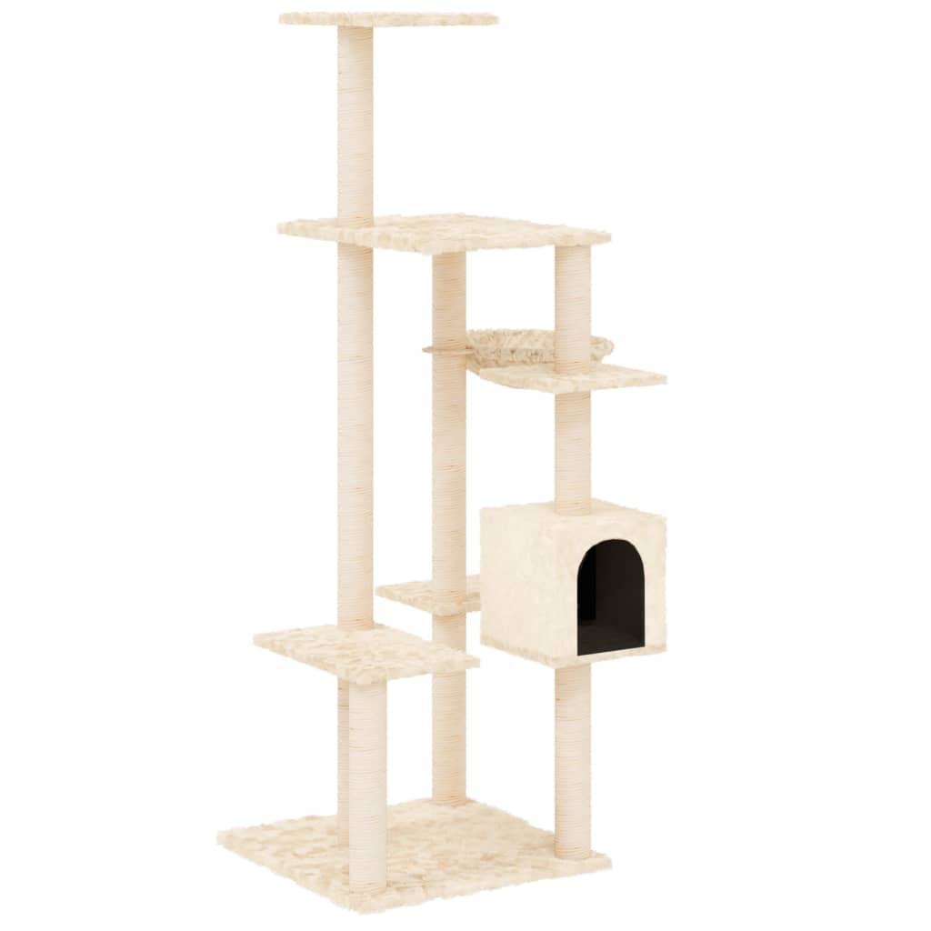Glamorous Pups : vidaXL Cat Tree Cream Engineered wood, plush, sisal Large Durable