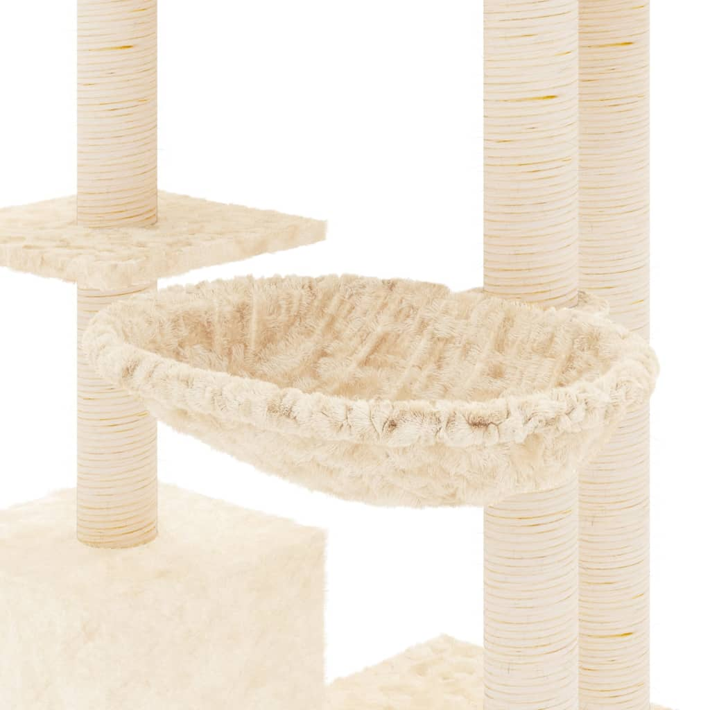 Glamorous Pups : vidaXL Cat Tree Cream Engineered wood, plush, sisal Large Durable