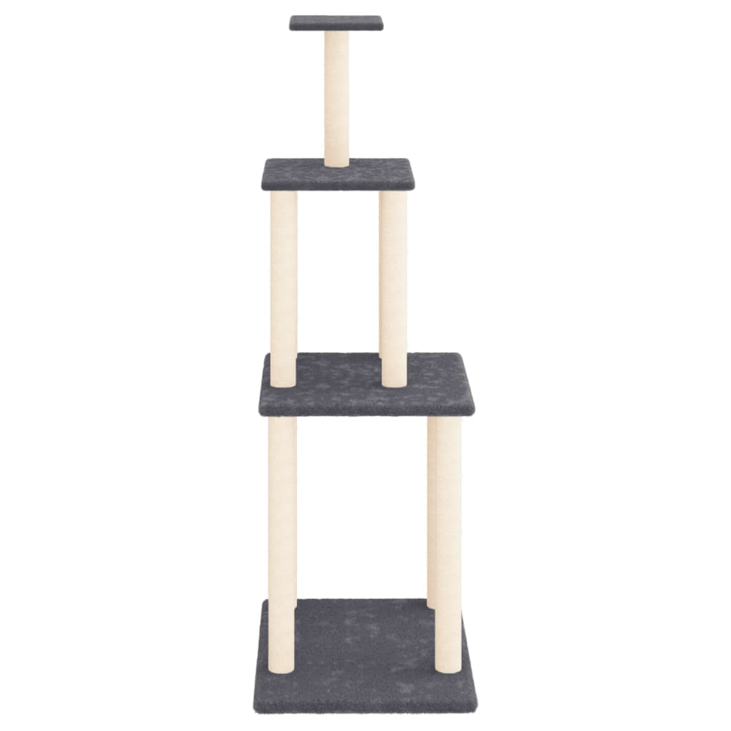 Glamorous Pups : vidaXL Cat Tree Dark grey Engineered wood, plush, sisal 58.7 in tall