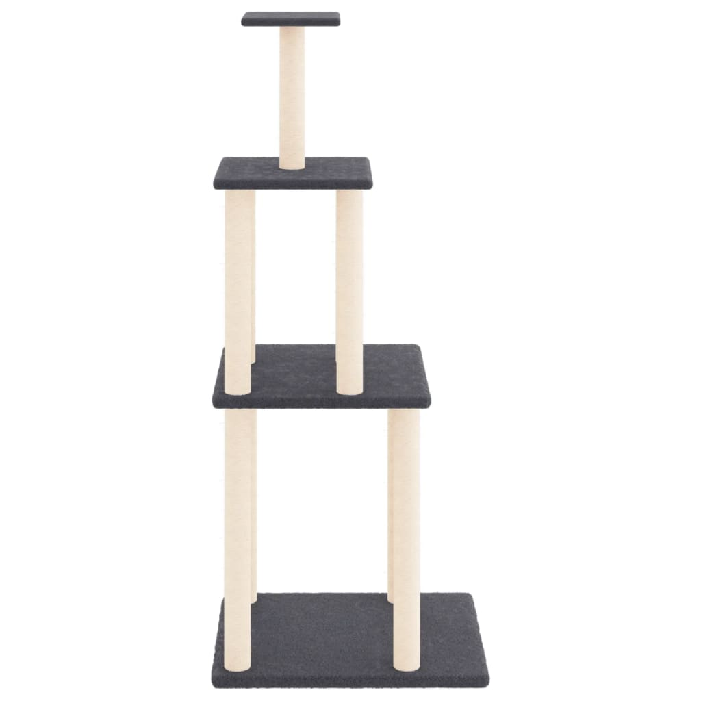 Glamorous Pups : vidaXL Cat Tree Dark grey Engineered wood, plush, sisal 58.7 in tall