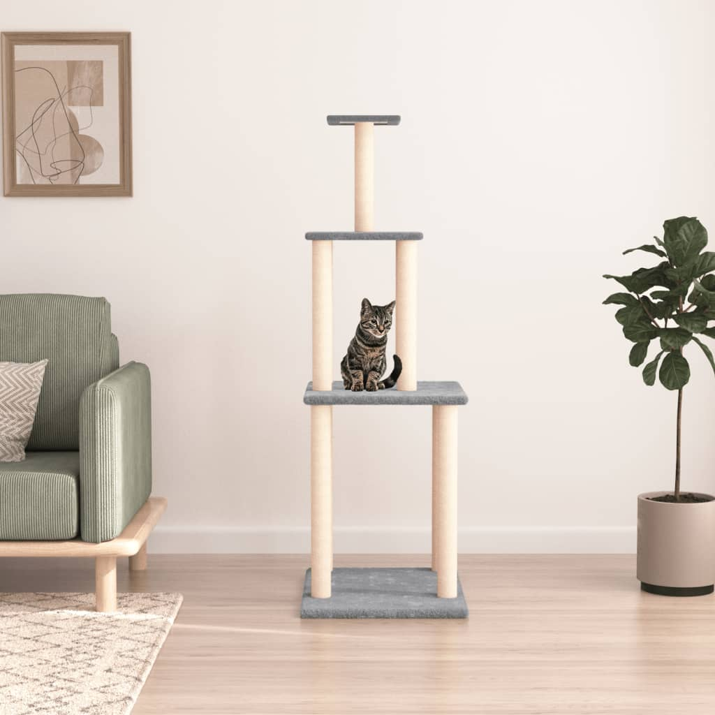 Glamorous Pups : vidaXL Cat Tree Light Grey Engineered wood, Plush, Sisal 58.7 in