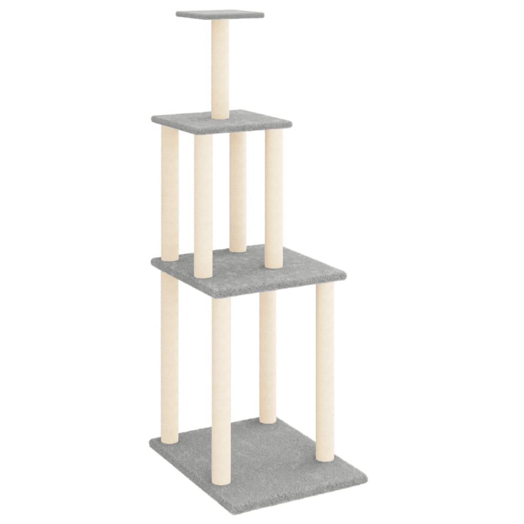 Glamorous Pups : vidaXL Cat Tree Light Grey Engineered wood, Plush, Sisal 58.7 in