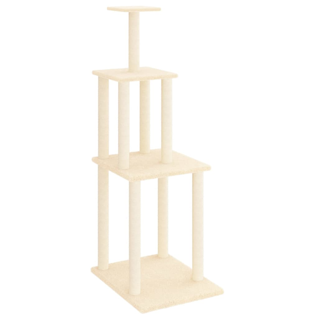 Glamorous Pups : vidaXL Cat Tree Cream Engineered wood, plush, sisal 58.7 in Cat Tree