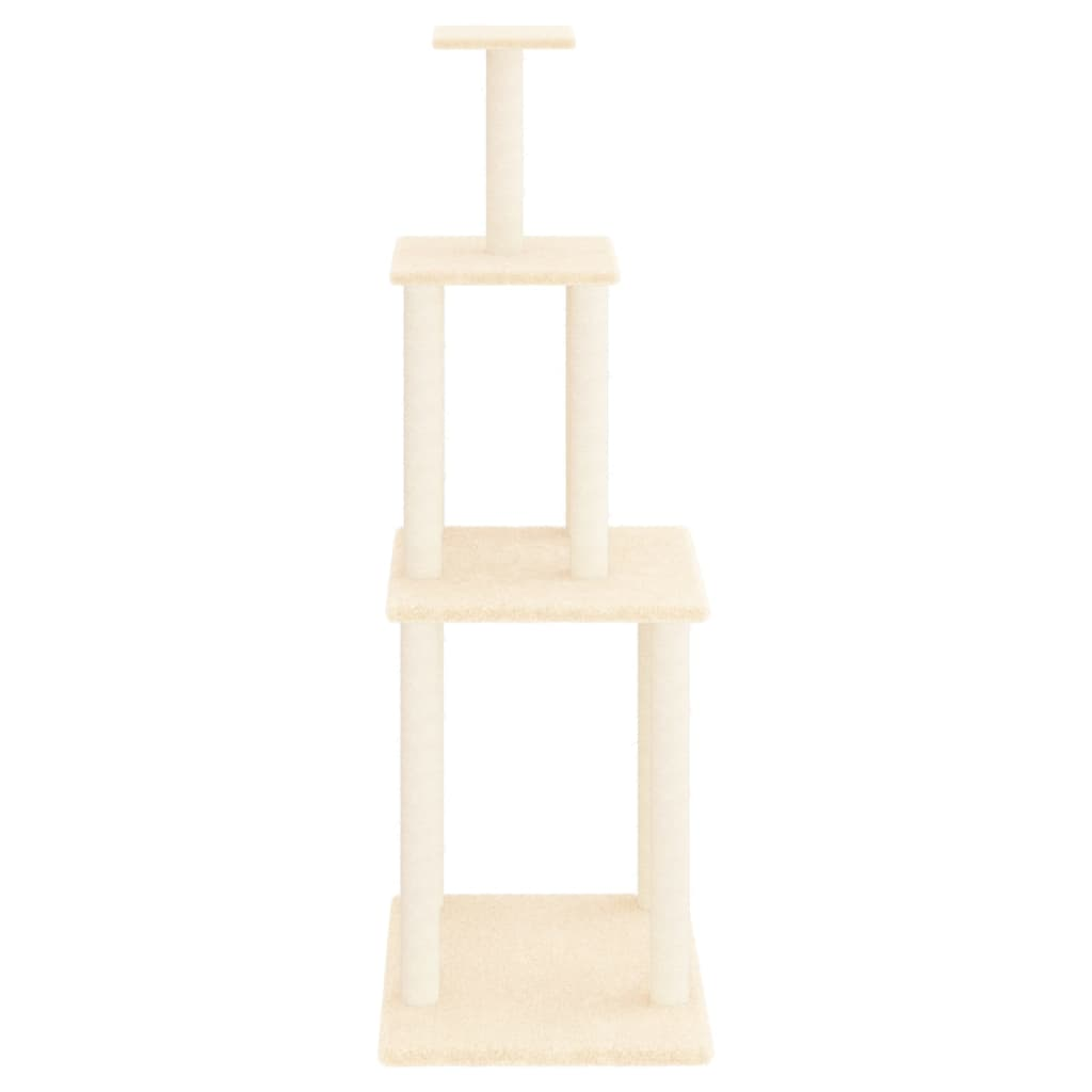 Glamorous Pups : vidaXL Cat Tree Cream Engineered wood, plush, sisal 58.7 in Cat Tree