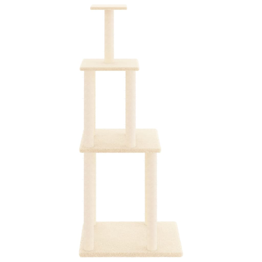 Glamorous Pups : vidaXL Cat Tree Cream Engineered wood, plush, sisal 58.7 in Cat Tree