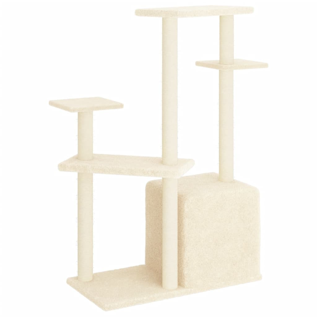 Glamorous Pups : vidaXL Cat Tree Cream Engineered wood, plush, sisal Medium Modern