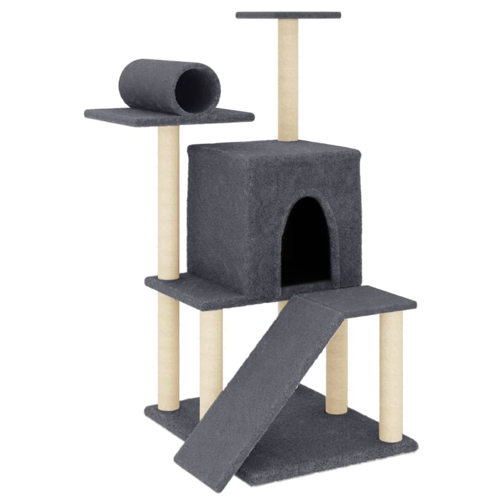 Glamorous Pups : vidaXL Cat Tree Dark Gray Engineered Wood, Plush, Sisal 43.5 in Tall