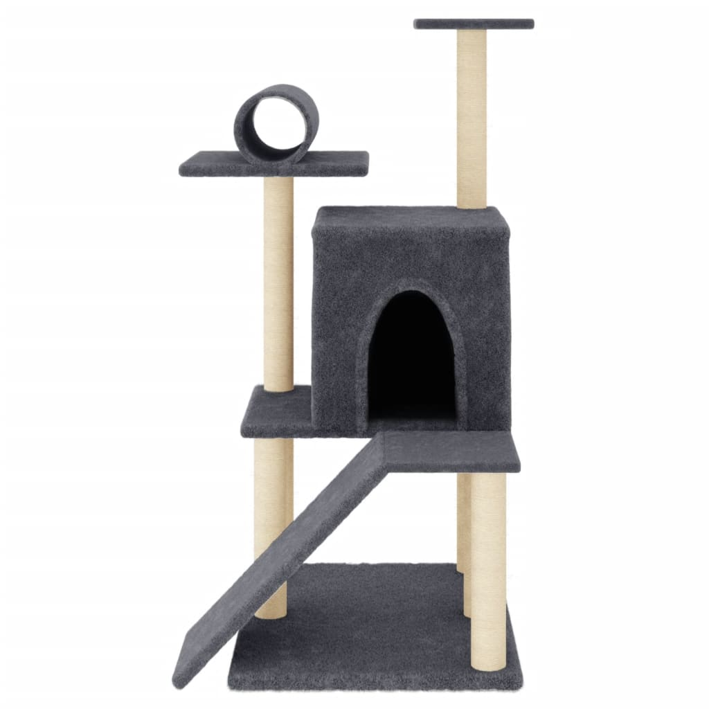 Glamorous Pups : vidaXL Cat Tree Dark Gray Engineered Wood, Plush, Sisal 43.5 in Tall