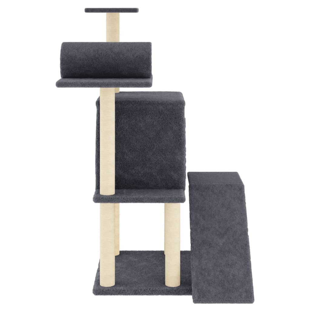 Glamorous Pups : vidaXL Cat Tree Dark Gray Engineered Wood, Plush, Sisal 43.5 in Tall