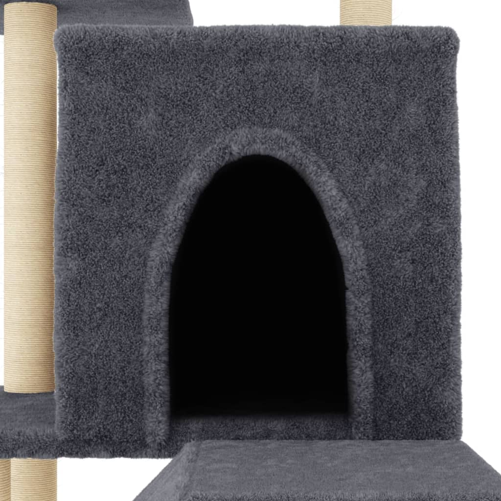 Glamorous Pups : vidaXL Cat Tree Dark Gray Engineered Wood, Plush, Sisal 43.5 in Tall