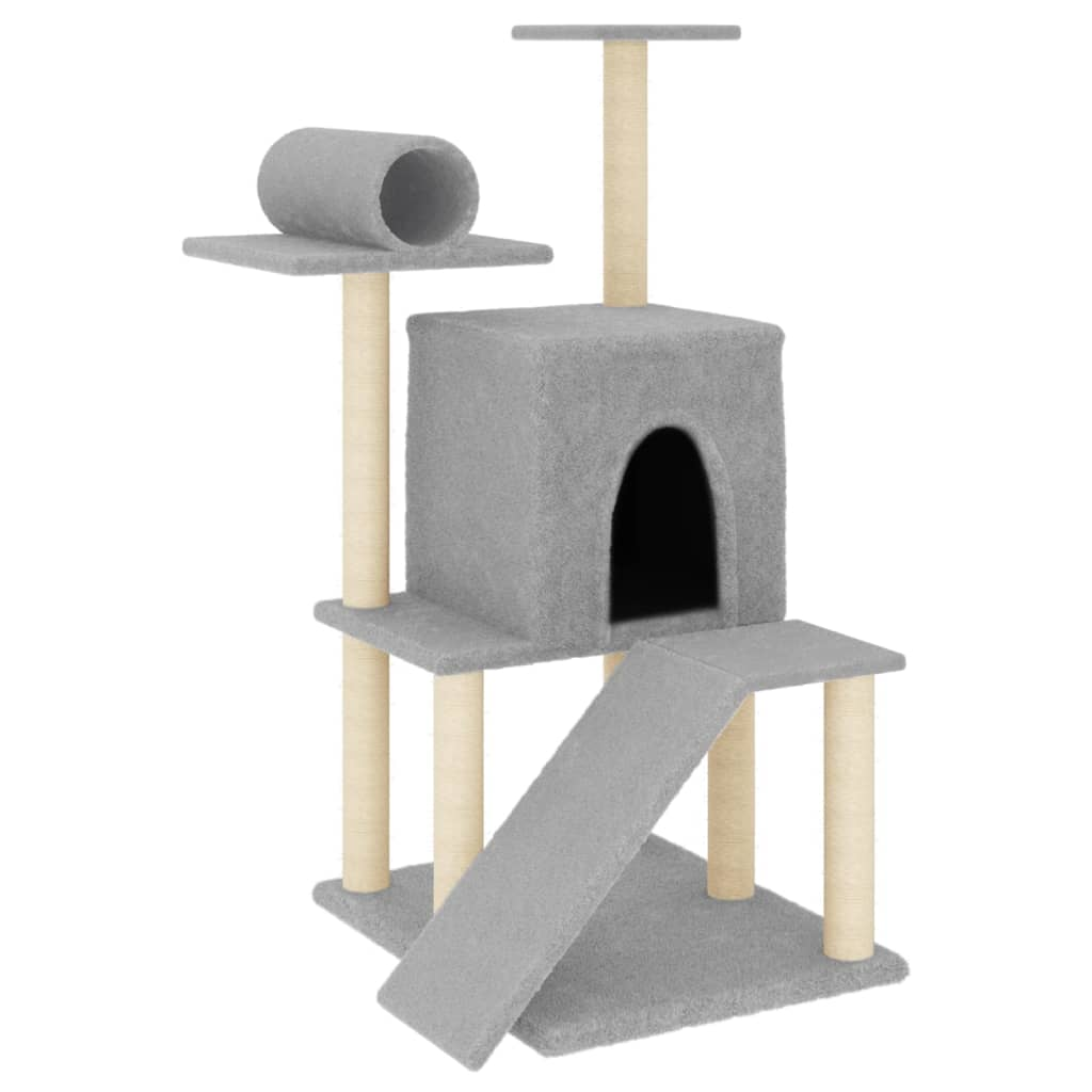 Glamorous Pups : vidaXL Cat Tree Light Grey Engineered Wood, Plush, Sisal Medium