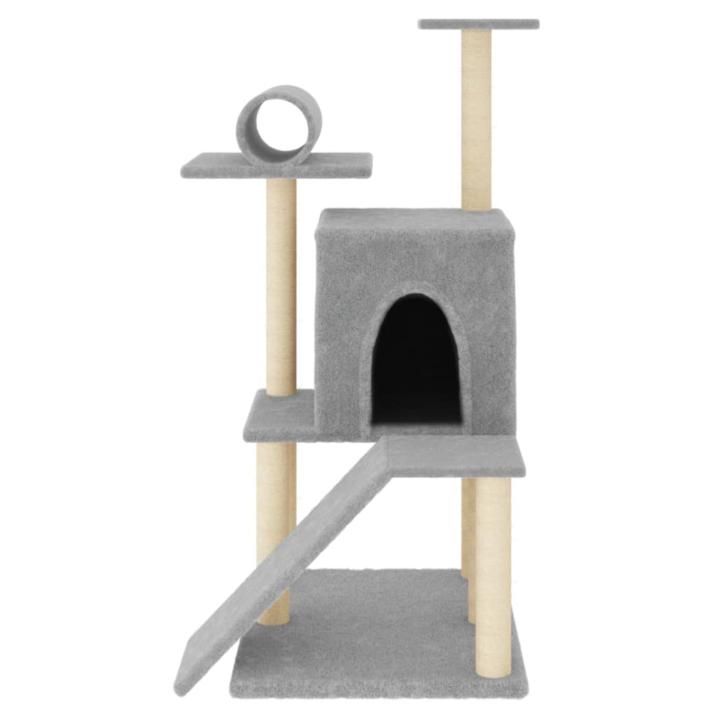 Glamorous Pups : vidaXL Cat Tree Light Grey Engineered Wood, Plush, Sisal Medium
