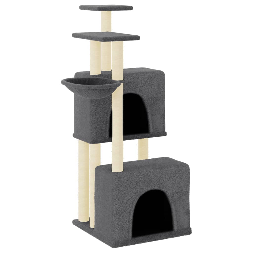 Glamorous Pups : vidaXL Cat Tree Dark grey Engineered wood, plush, sisal 48.0 in tall
