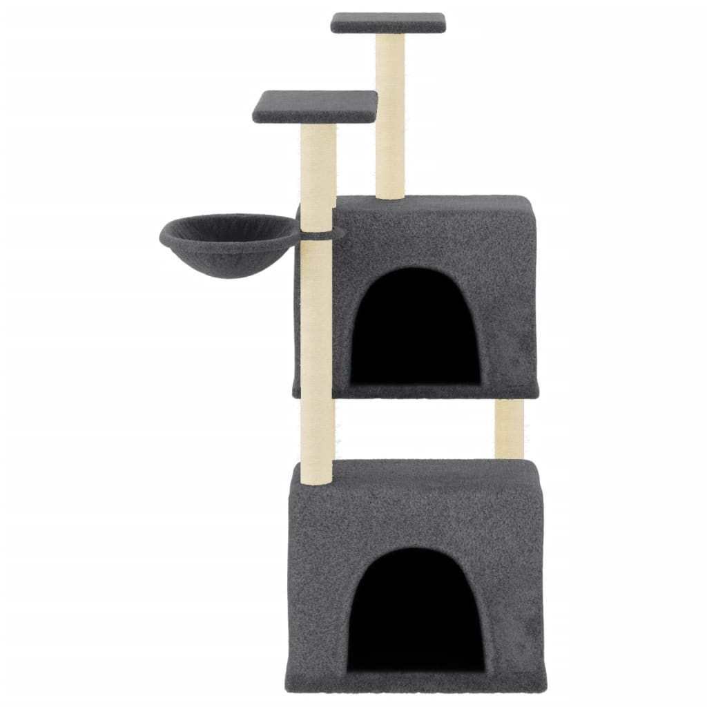 Glamorous Pups : vidaXL Cat Tree Dark grey Engineered wood, plush, sisal 48.0 in tall