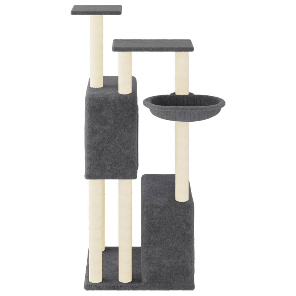 Glamorous Pups : vidaXL Cat Tree Dark grey Engineered wood, plush, sisal 48.0 in tall