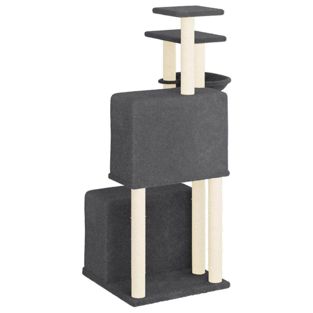 Glamorous Pups : vidaXL Cat Tree Dark grey Engineered wood, plush, sisal 48.0 in tall