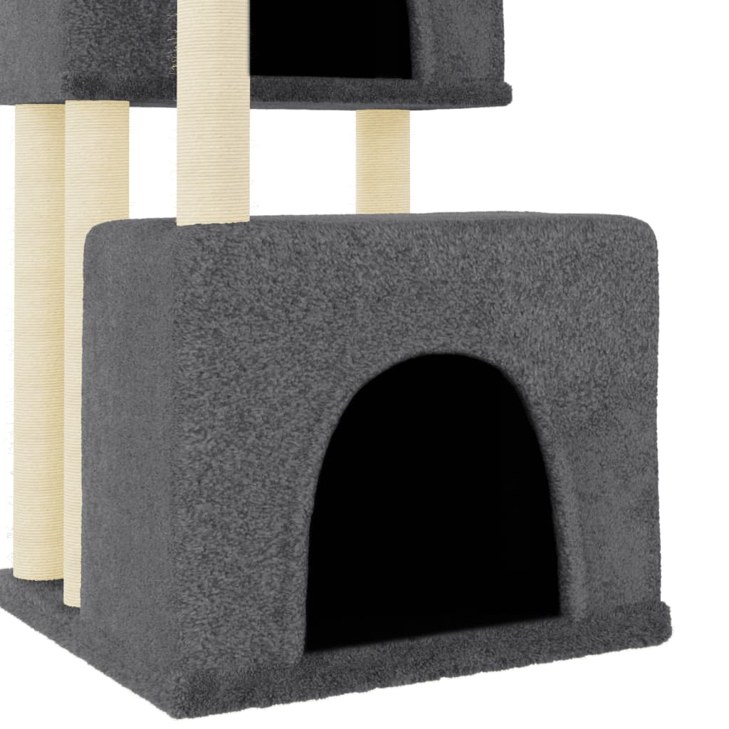 Glamorous Pups : vidaXL Cat Tree Dark grey Engineered wood, plush, sisal 48.0 in tall