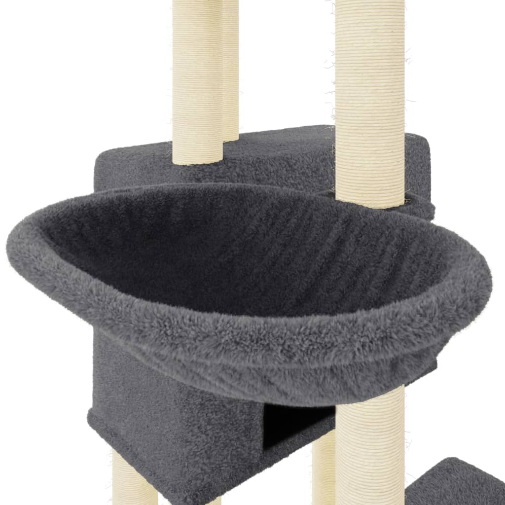 Glamorous Pups : vidaXL Cat Tree Dark grey Engineered wood, plush, sisal 48.0 in tall