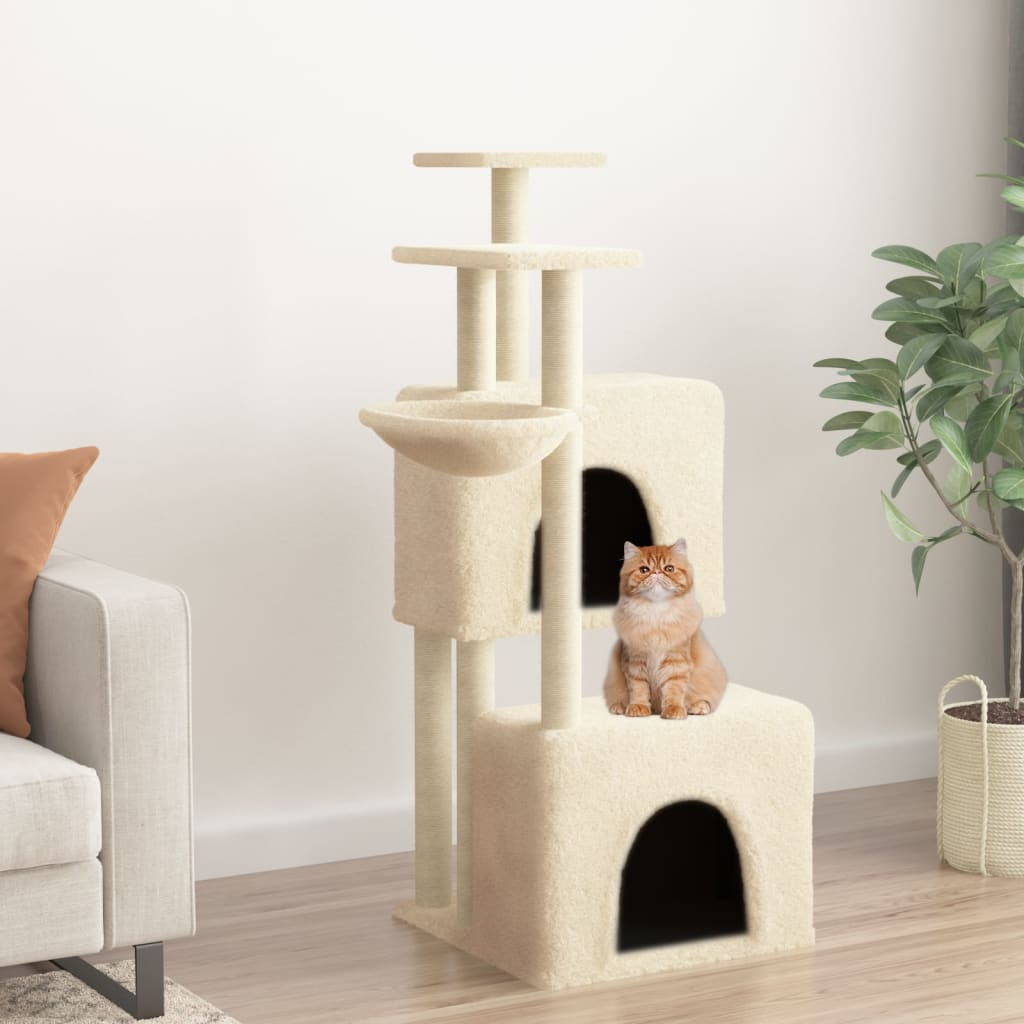 Glamorous Pups : vidaXL Cat Tree Cream Engineered Wood, Plush, Sisal Medium Durable