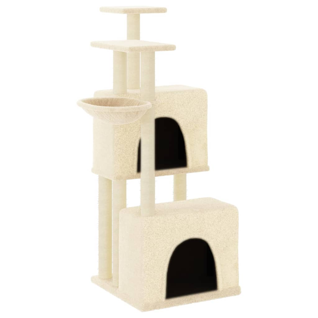 Glamorous Pups : vidaXL Cat Tree Cream Engineered Wood, Plush, Sisal Medium Durable