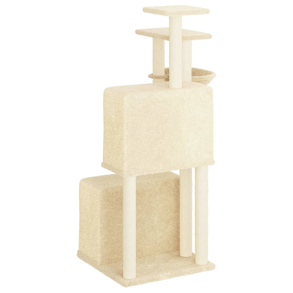 Glamorous Pups : vidaXL Cat Tree Cream Engineered Wood, Plush, Sisal Medium Durable
