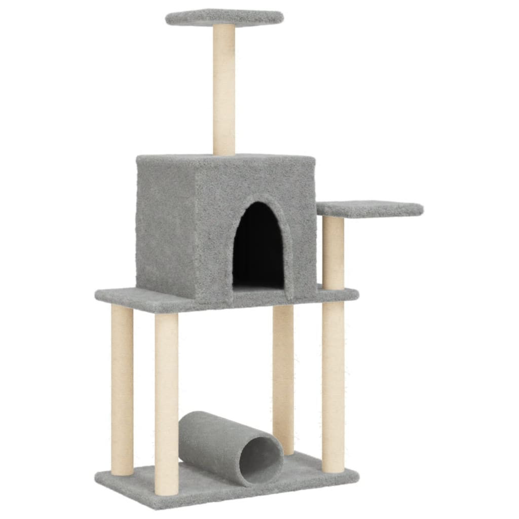 Glamorous Pups : vidaXL Cat Tree Light Grey Engineered Wood, Plush, Sisal Large Cat Tree