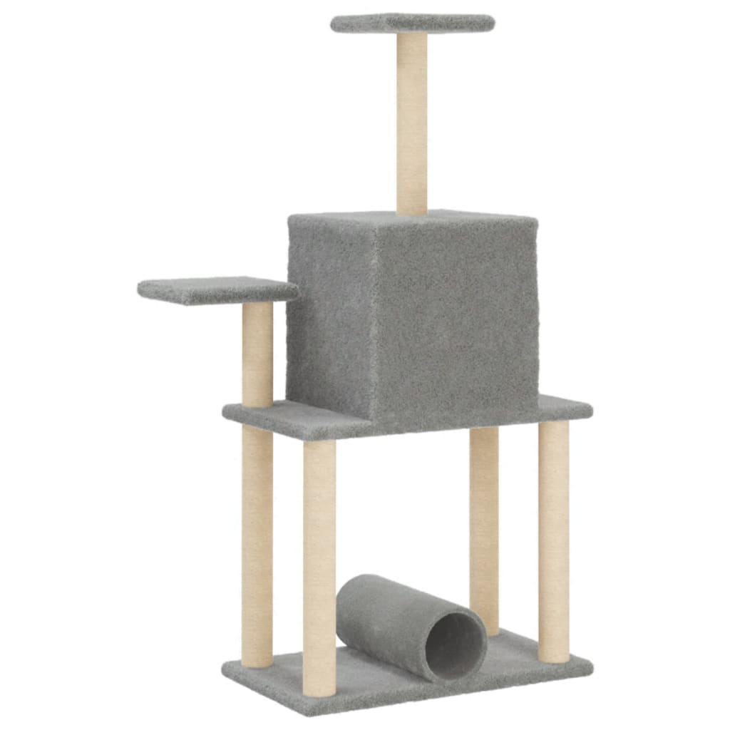 Glamorous Pups : vidaXL Cat Tree Light Grey Engineered Wood, Plush, Sisal Large Cat Tree