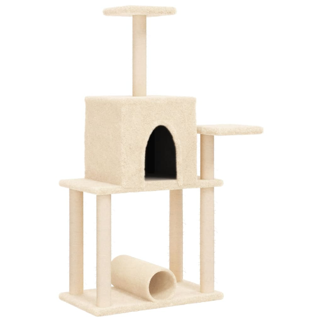 Glamorous Pups : vidaXL Cat Tree Cream Engineered wood, plush, sisal Medium Cat Tree