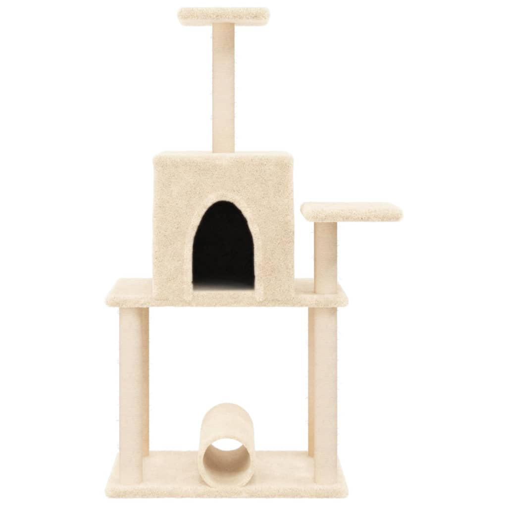 Glamorous Pups : vidaXL Cat Tree Cream Engineered wood, plush, sisal Medium Cat Tree