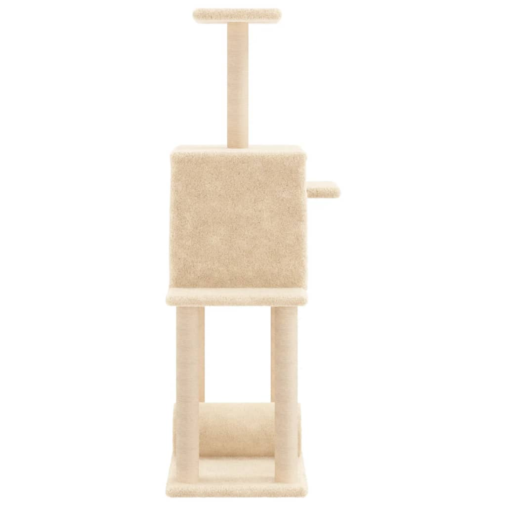 Glamorous Pups : vidaXL Cat Tree Cream Engineered wood, plush, sisal Medium Cat Tree
