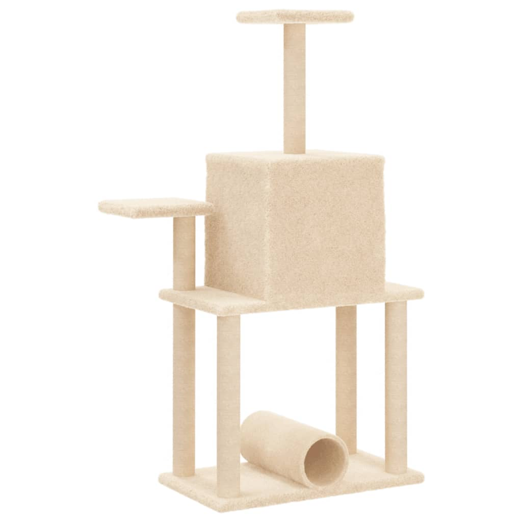 Glamorous Pups : vidaXL Cat Tree Cream Engineered wood, plush, sisal Medium Cat Tree