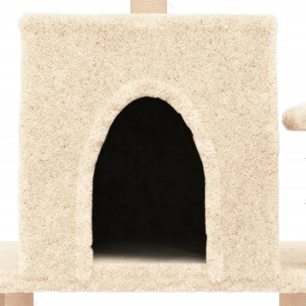 Glamorous Pups : vidaXL Cat Tree Cream Engineered wood, plush, sisal Medium Cat Tree