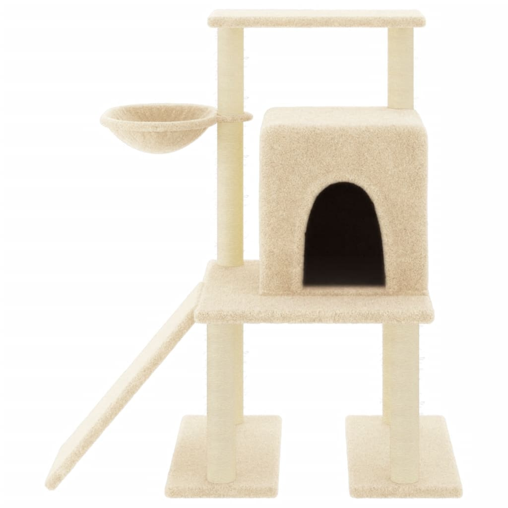 Glamorous Pups : vidaXL Cat Tree Cream Engineered wood, plush, sisal Medium