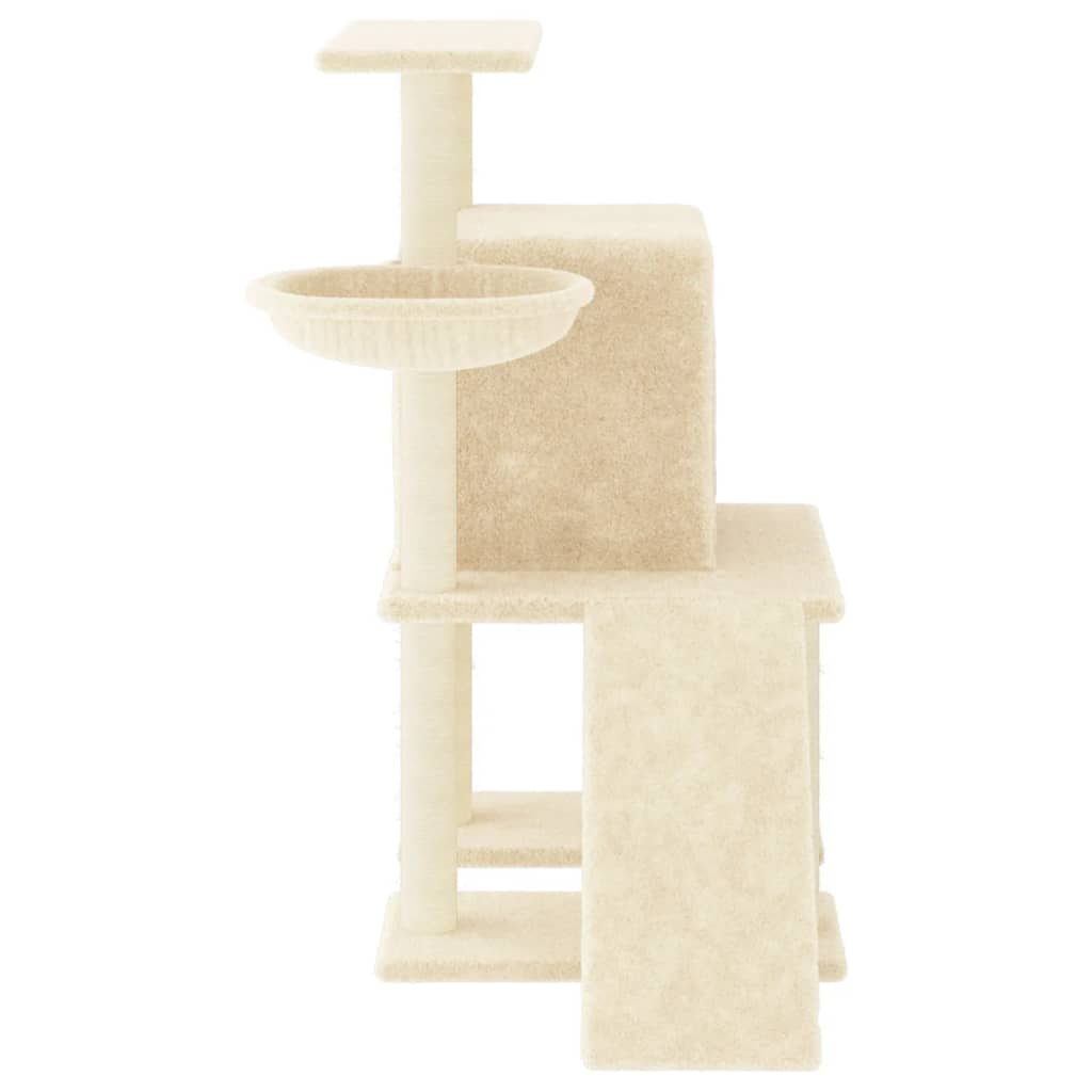 Glamorous Pups : vidaXL Cat Tree Cream Engineered wood, plush, sisal Medium
